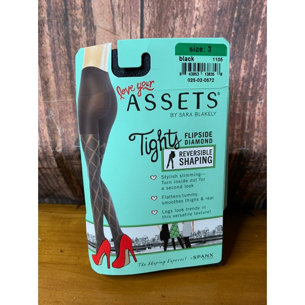 Assets by Sara‎ Blakely Shaping Tights Size3 Black Reversible
